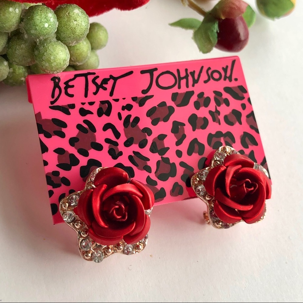 NWT - Betsey Johnson Red Rose Earrings